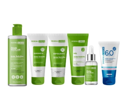 Kit Skin Care Dermachem - Limpeza para Peles Oleosas e Acneicas com Ácido Salicílico e Protetor Solar FPS 60