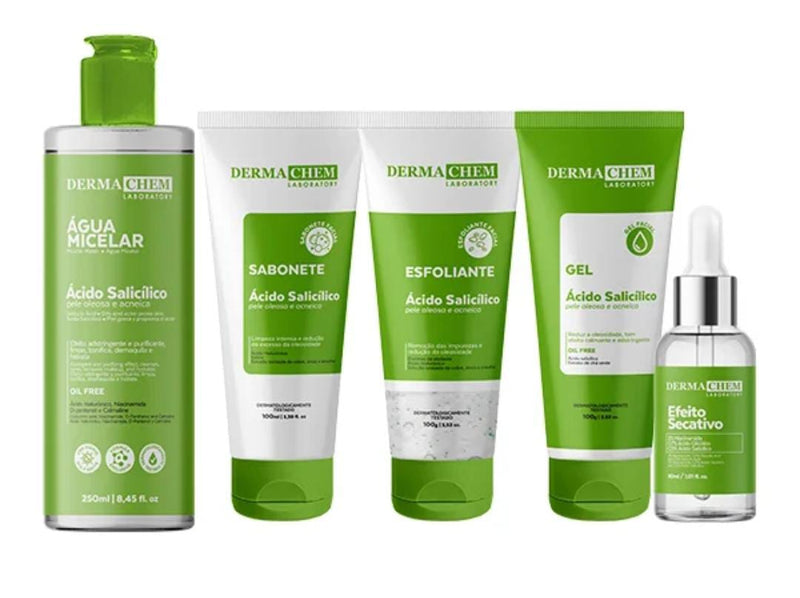 Kit Skin Care Dermachem - Limpeza para Peles Oleosas e Acneicas com Ácido Salicílico e Protetor Solar FPS 60