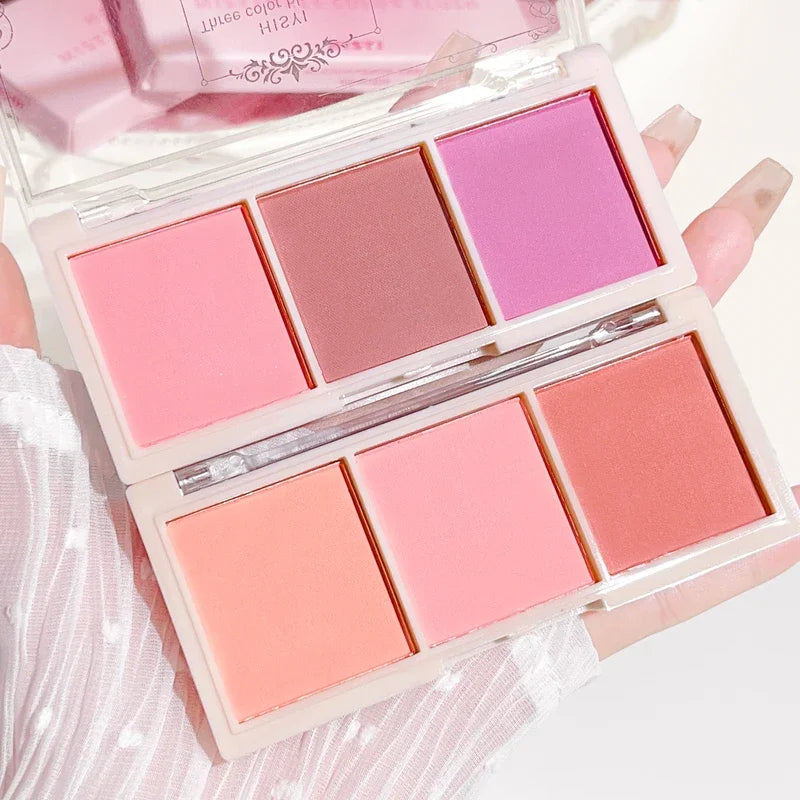 Blush HISYI de Três Cores - Acabamento Fosco e Natural, Longa Duração e Textura Delicada