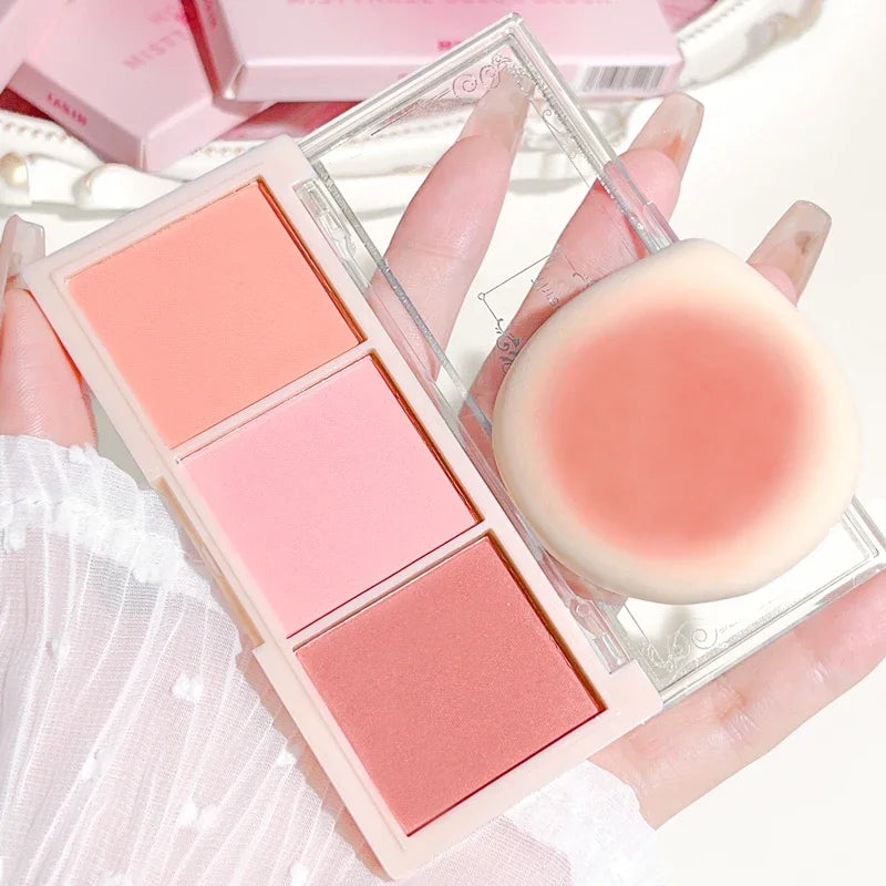 Blush HISYI de Três Cores - Acabamento Fosco e Natural, Longa Duração e Textura Delicada