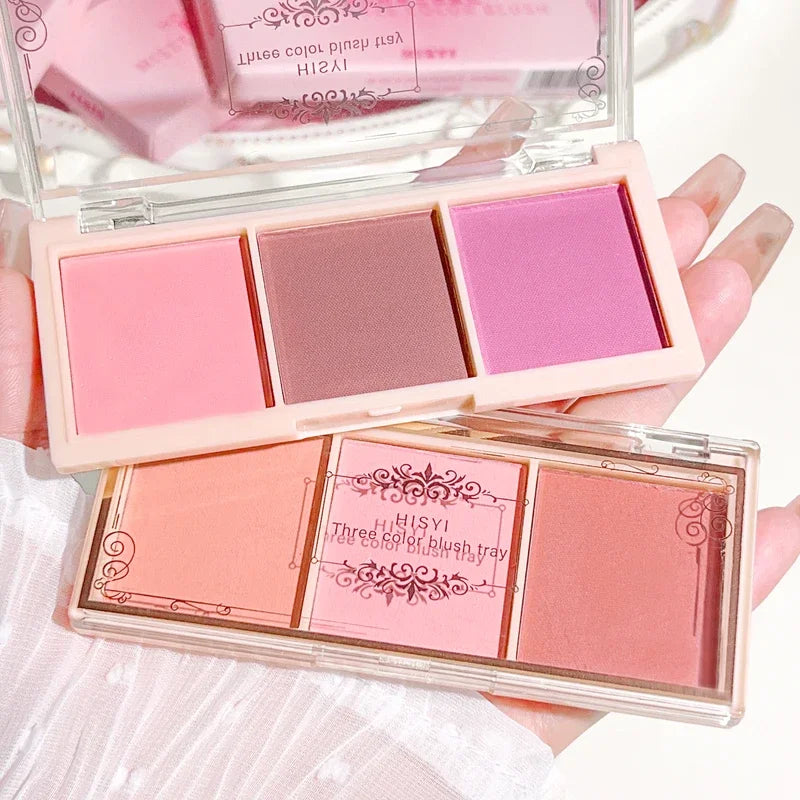 Blush HISYI de Três Cores - Acabamento Fosco e Natural, Longa Duração e Textura Delicada